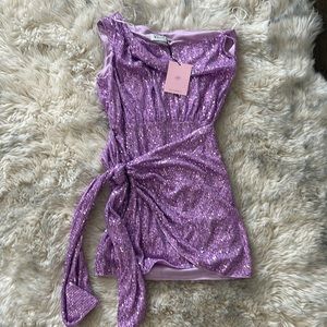 NWT LUXE ARRIVED MINI DRESS PURPLE